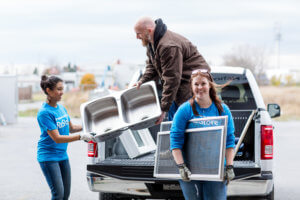 Volunteers unloading a truck for Habitat for Humanity of Bucks County in Chalfont, PA