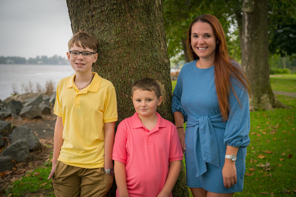 A woman with two kids